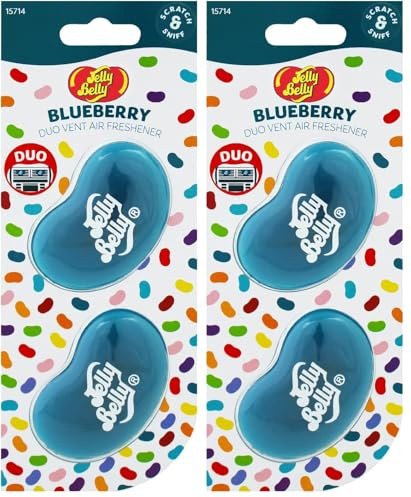 California Scents Jelly Belly Blueberry Mini Vent 3D Gel Duo Pack Air Freshener Car Fragrance, Green (Pack of 2)