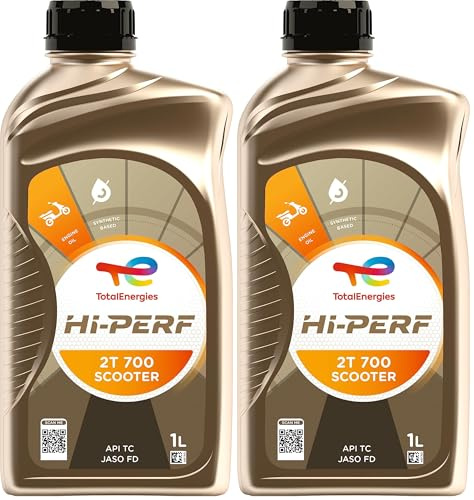 TotalEnergies Hi-Perf 2T 700 Scooter, Huile moteur 2 temps, 1 litre (Lot de 2)
