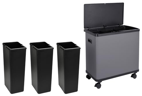 SVITA SR3X18 54L Sensor-Mülleimer 3 Fächer Mülltrennsystem Abfalleimer Stahl Grau