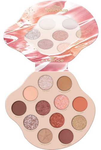 essence Disney THE LITTLE MERMAID eyeshadow palette, Lidschatten, Nr. 01, Nude, 12 Nude-Töne, langanhaltend, vegan, ohne Mikroplastikpartikel, Nanopartikel frei, ohne Parfüm, 1er Pack (8.8g)