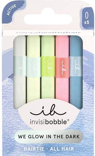 invisibobble Haargummi Damen (5x) Leuchtend – Hair Tie Glow in the Dark Neon bunt verspielt – Zopfgummi Mädchen elastisch sanft – Haarband Party Festival Haarschmuck alle Haartypen