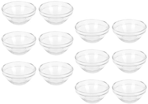 BESTYASH Bols visage en verre transparent 12 pièces 2.36X2.36X1.18 pouces pour mélanger masques faciaux et huiles essentielles faciles à transporter pour usage maison et salon spa