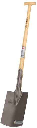 IDEAL-Bauspaten Gärtner Form | für mittelfeste, leicht steinige Böden | gestrahlter Doppelfederspaten, selbstschärfend, ohne Tritt, Eschen-T-Stiel 85 cm