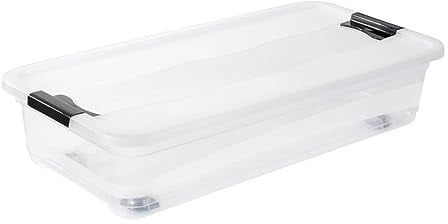 keeeper Aufbewahrungsbox mit Rollen, Deckel und Schiebeverschluss, 79,5 x 39,5 x 18 cm, 33 l, Konrad, Transparent