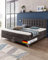 WELCON Luxus Boxspringbett 180x200 H3/H4 (für eine Person H3, für die andere Person H4) inkl. Topper dunkelgrau - Premiumklasse für 5 Sterne Hotels