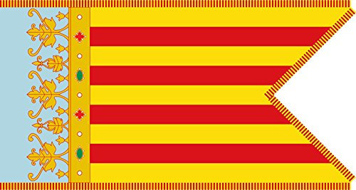 magFlags Bandera Large Real Señera Coronada, Reino de Valencia | Bandera Paisaje | 1.35m² | 85x160cm