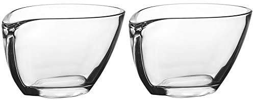 RCR 2-Pack 8.5cm Tall Clear Crystal Glass Dessert/Fruit Bowls | Dishwasher Safe Oval Shape Serving Dishes, Dining Table Centrepieces | Small Durable & Decorative Trifle Bowls for Salads & Desserts
