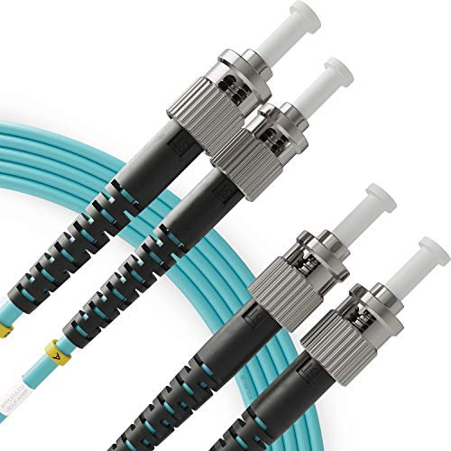 BEYONDTECH Jarretière Optique ST a ST OM3 Multimode Duplex (10 Mètres) - Cordon de Brassage Câble Fibre Optique UPC/UPC - 50/125 (LSZH)