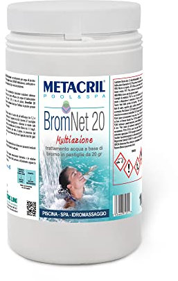 Metacril Brom Net 20 Multiazione (1 KG). BROMO Multiazione in pastiglie da 20gr -Ideale per Spa Idromassaggio (Teuco, Jacuzzi, Hafro, Glass, Dimhora, Intex, Bestway, ecc.)