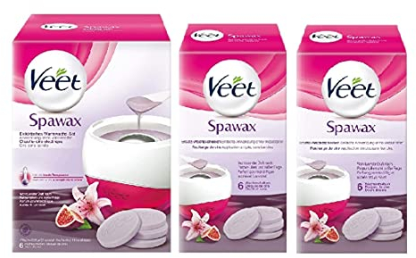 Veet Spawax elektrisches Warmwachs Set - 1x Warmwachs-Gerät, 12x Wachsscheiben