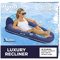 Aqua Luxury Water Lounge, XL, aufblasbarer Pool-Schwimmer mit Kopfstütze, Rückenlehne und Fußstütze, Marineblau/Hellblau