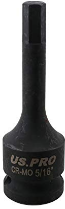 5/16 Deep Impact Hex Bit Socket 1/2 Drive 76mm Length Chrome Molybdenum Steel