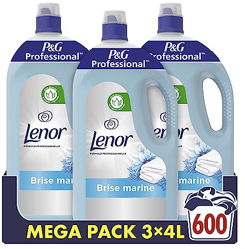 Lenor Professional Adoucissant Linge Liquide, 600 Lavages (12 L), Brise Marine, Fraîcheur et Douceur Irrésistible, Testé Dermatologiquement, Fabriqué en France