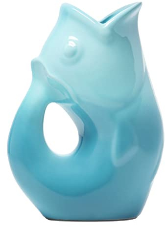 Gurgle Pot Fischkrug, Farbverlauf, Blau, Fassungsvermögen: 1,2 l, Getränkekrug, Serviergeschirr für Partys, Serviergeschirr für drinnen und draußen, Kaffee- und Esszimmertische, Tafelaufsätze