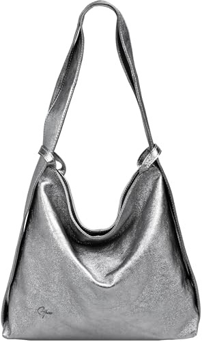 Caspar 2in1 Große Leder Rucksack Schultertasche XL Elegante Damen Handtasche - PREMIUM LINE - Modell No.786 - Made in Italy, Farbe:bronze metallic, Accessoires:One Size