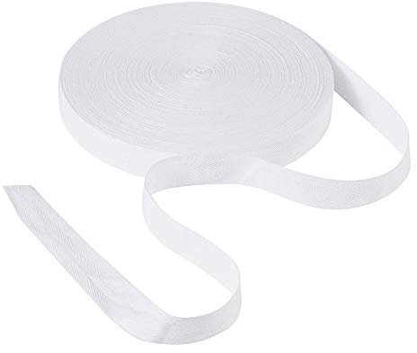 Craftdady Köperband aus Baumwolle, 45 m lang, 25 mm breit, weißes Twillband mit Fischgrätenmuster, Schrägband, zum Basteln, für Kunsthandwerk, Ohrschlaufen, Geschenkverpackungen, Heimdekoration