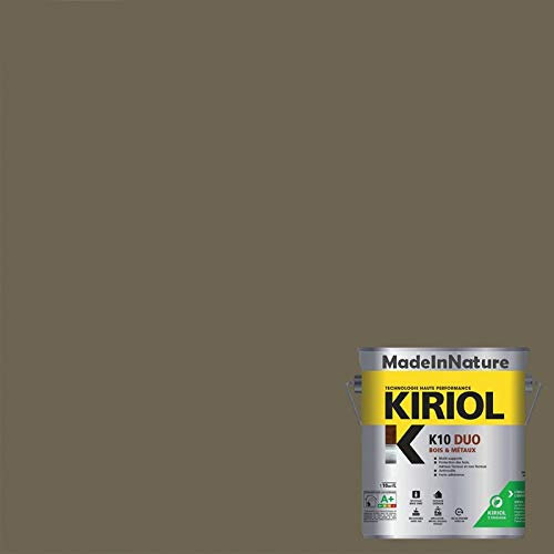 Peinture Bois et Métaux, Sous couche et Finition, Antirouille, sur Fer, Acier Galvanisé, même rouillés, très opacifiant, de MadeInNature (0.75 litre pour 10 m², soit 5 m² pour 2 couches, RAL 7006)
