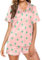 Ekouaer Satin-Schlafanzug für Damen, Knopfleiste, Nachtwäsche, weiche Seide, Loungewear, kurzärmeliges Oberteil und Shorts, Pyjama, S-XXL, Rosa Kaktus, M