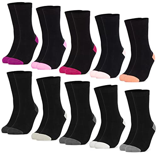 LOT de 10 CHAUSSETTE pour FEMME en COTON (modèle: Gertrud) Noir Rose 39-42