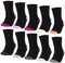 Occulto 10 PAAR SOCKEN für DAMEN aus BAUMWOLLE (Modell: Gertrud) Schwarz-pink 39-42