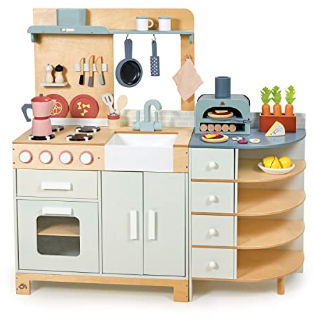 Tenderleaf Toys Wood Play Kitchen Range With Accessories for Children - Pretend Play and Social Development for Kids Ages 3 Years + (La Fiamma)