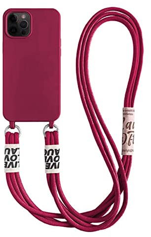Emlivi Handykette Hülle für iPhone 11 Necklace Handyhülle Nylon Schultergurt Liquid Silikon TPU Cover mit Kordel zum Umhängen Schutzhülle mit Stylische Band Case für iPhone 11, Rot