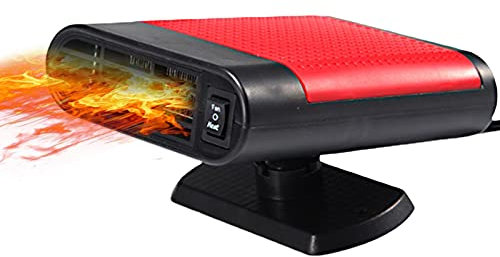 Dégivreur de chauffage de voiture portable, 12/100W, 24V/200W 2 en 1 Chauffage de véhicule de voiture Chauffage Ventilateur froid Dégivreur de pare-brise Branchez l'allume-cigare Rotatif à 360 Voiakiu