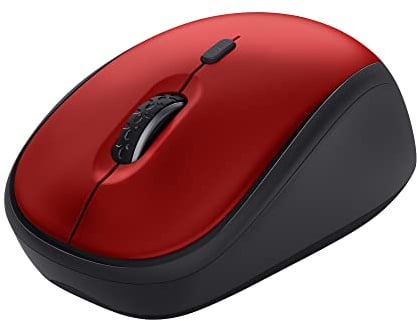 Trust Yvi+ Mouse Wireless Silenzioso con Design Sostenibile, 800-1600 DPI, per Mano Sinistra e Destra, Microricevitore USB, Mouse Senza Fili Compatto per PC, Computer, Laptop, Mac - Rosso