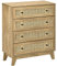 HOMCOM Kommode mit 4 Schubladen, Aufbewahrungsmöbel, Rattan, 80 x 35 x 95 cm, helle Holzoptik
