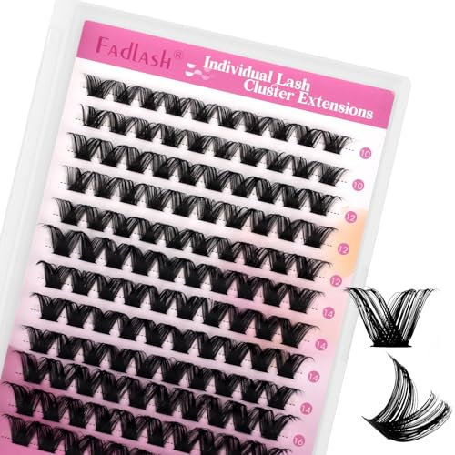 Fadlash Faux Cils Naturel Extension Cluster Cils 0.07 D Cornée 10-16mm Cils Individuels DIY Applicato De Cils Facile À Appliquer À La Maison(F10)