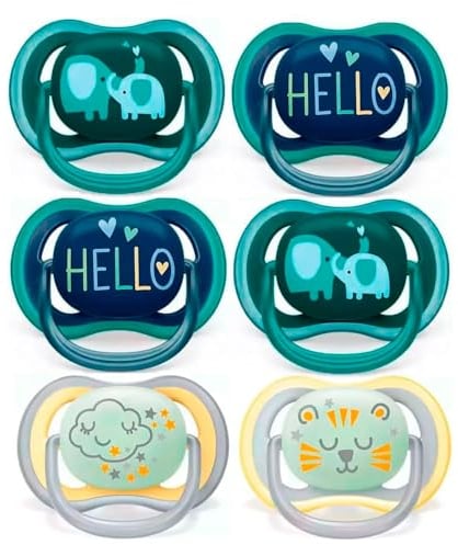 Philips Avent Ultra Air Day Night Schnuller Set 18+ Monate, 6 Stück, inklusive Transport- und Sterilisationsbox, 18+ M, Uni