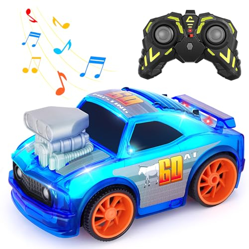 SGILE 2.4 Ghz Radio Control Car with LED Lights and Music Sound, RC Car Toy for Toddlers Kids Preschoolers Boys Girls Birthday Gift