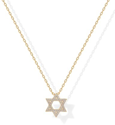 PAVOI CZ Dainty Pendant Necklace for Women, 14K Gold Plated, Yellow Gold, Y