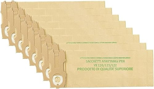 Set 8 Sacchetti in Carta per VK 120-121 - Sacchi Aspirapolvere di Ricambio Compatibili con Folletto, Accessori di Qualità Essenziali per una Pulizia Efficace