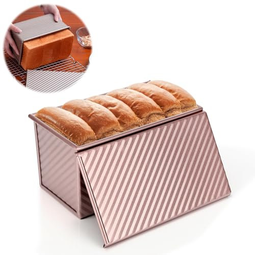 Farerkass Molde para pan tostado con tapa, 450 g, molde para pan con tapa, molde para pan, tostadas, molde para pan, molde antiadherente, moldes para hornear, ideal para hornear pan y pasteles