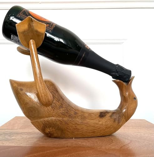 My Square Mile Drunken Duck Wine Holder Rack Accessory | Champagne Single Bottle Holder | Rustic Wood | Novelty | Funny | Wine Rack Stand | Wine Cellar | Gift