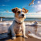 1000-Piece Jack Russell Terrier on The Beach Puzzle - Coastal Animal Puzzle, Decompress Toy