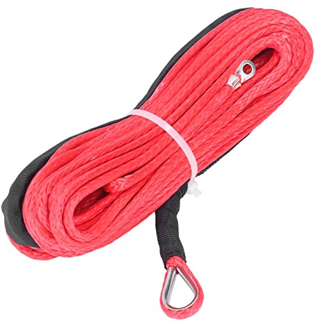 Kuuleyn Winch Seil, Synthetic Winch Line Cable Seil, Winch Cable 4,8mmx15m Synthetische Faser 5500 lbs Bruchfestigkeit für ATV UTV -Trailer (Red)