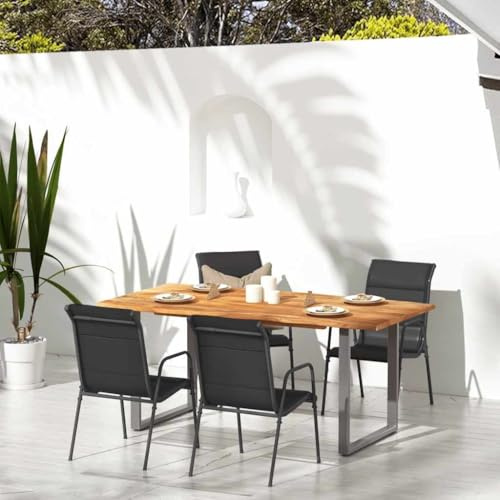 IBUQDDV 4 Stück Gartenstühle aus Stahl und Textilene Schwarz - Robuste und Bequeme Armlehnstühle für Terrasse Garten Balkon, Wetterbeständige Outdoor Sitzmöbel