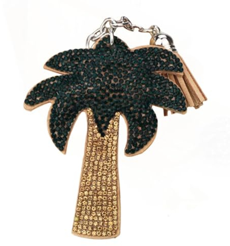 Veemoon Tassel Rhinestone Coconut Tree Keychain with Crystal Pendant, Car Key Ring for Women’s Bag Charm, Fashionable Palm Tree Keyring Accessory for Purse and Backpack Decoration