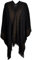 ZLYC Damen Weiche Schlichte Poncho Capes Retro Cardigans Pullover, Einheitsgröße, Schwarz