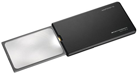 Taschenleuchtlupe easyPOCKET XL [Eschenbach 152210] Vergrößerung und Licht im kompakten Format, Farbe: Schwarz, Vergrößerung: 2,5x, Dioptrie: 6