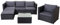 Mendler Poly-Rattan-Garnitur Brescia, Gartengarnitur Sitzgruppe Sofa Lounge-Set - schwarz, Kissen anthrazit