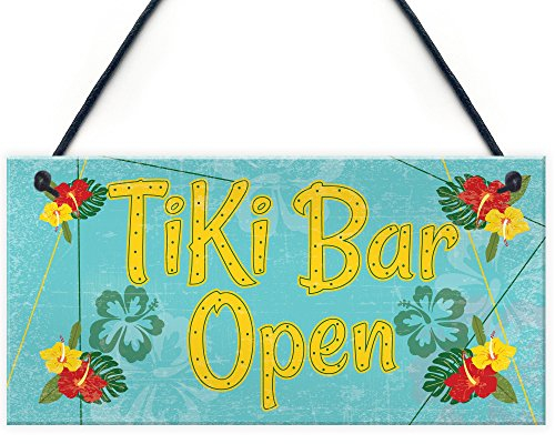 Rot Ocean Tiki Bar Open Schild zum Aufhängen Bar Pub Bier Cocktails Beach Dekoration Schild Freundschaft Geschenk