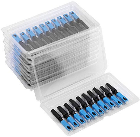 100 pcs SC Connecteur Rapide de Fibre Optique, Embarqué Montage Rapide à Fbre Optique Connecteur, Protection Intégrée du Boîtier, pour FTTH, Réseau Local de Fibre Optique etc.