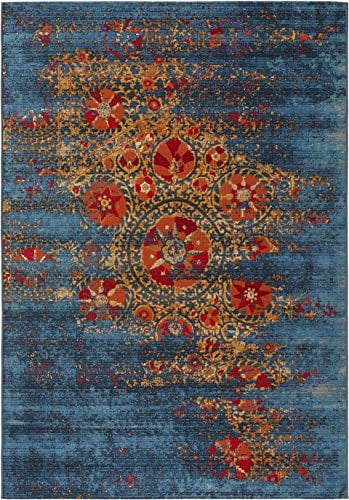 benuta Nest Teppich Artis - Kunstfaser - Outdoor geeignet - Rechteckig & im Style: Abstrakt, Boho-Style - Pflegeleicht für Esszimmer Küche Outdoor/Terrasse, Multicolor/Blau, 200x285 cm