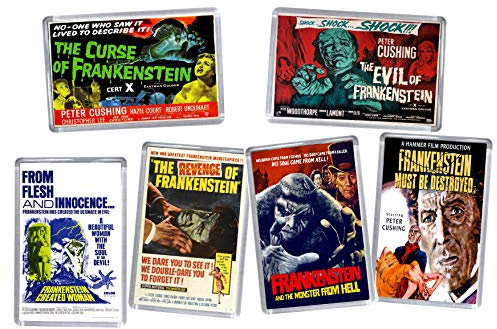 Super Universe Set of 6 Classic Hammer Horror Frankenstein Poster Fridge Magnets 5 x 7.5 cm
