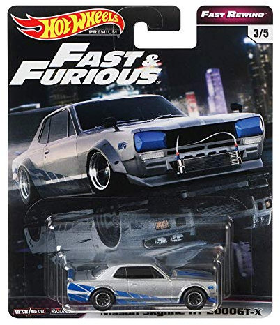 Hot Wheels Fast & Furious Fast & Furious Nissan Skyline HT 2000GT X 3/5, Silber/Blau