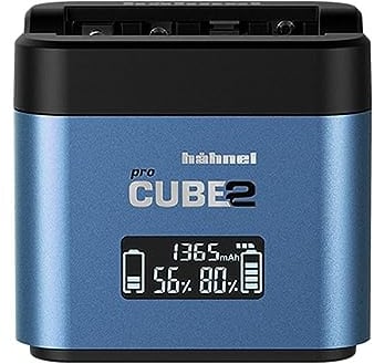 Hähnel - ProCube 2 - DSLR Duo Charger - for Panasonic - EU/UK/USA Plug - Charger for DMW-BLC12, BLF19 and BLK22 Batteries - Built-in USB Charging Ports & AA Slots