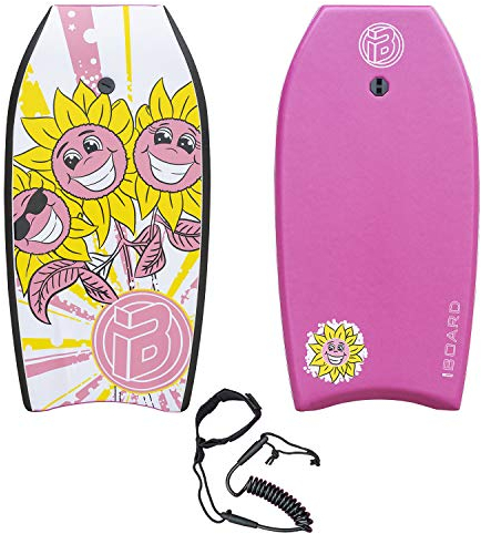 iBOARD Bodyboard 41inch, Pink, Leichtes Bodyboard mit EPS-Bezug, Premium-Leine und Handschlaufe, Surfen für Kinder und Erwachsene